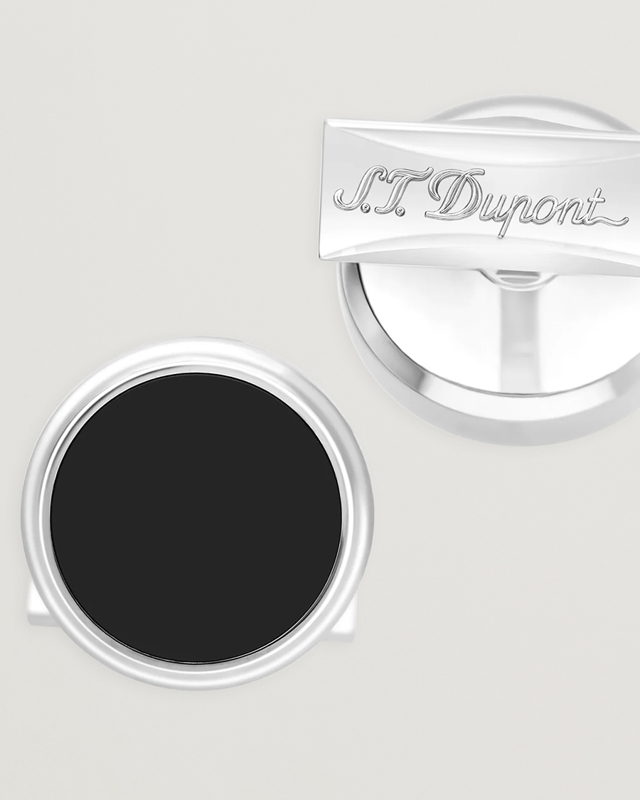 Herre | Manchetknapper | S.T. Dupont | Cufflink Round Black/Pall Silver