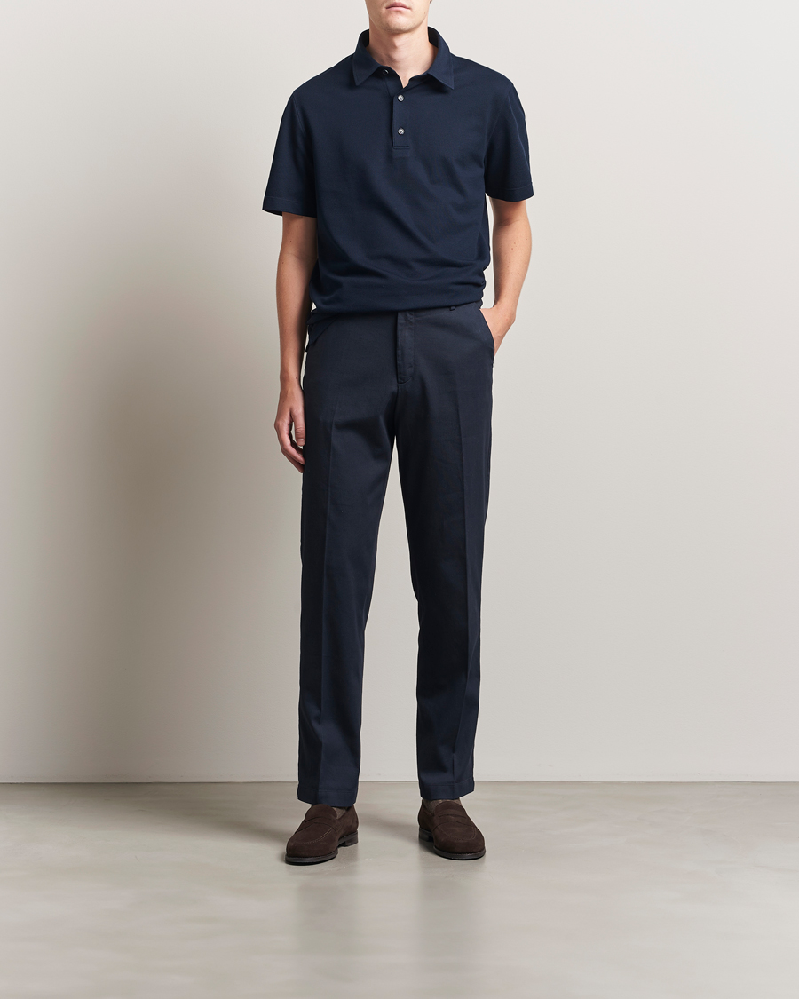 Herre | Polotrøjer | Brioni | Short Sleeve Polo Piquet Navy