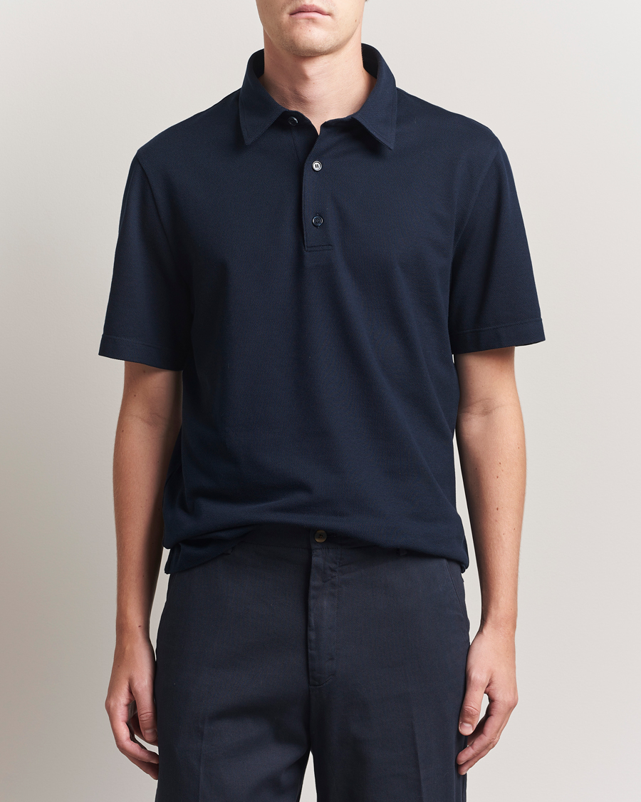 Herre | Polotrøjer | Brioni | Short Sleeve Polo Piquet Navy