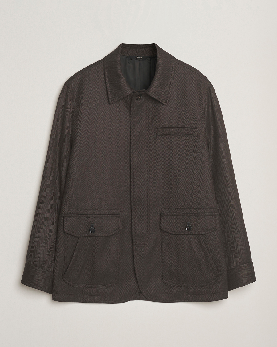 Herre | Jakker | Brioni | Herringbone Hunting Jacket Dark Brown