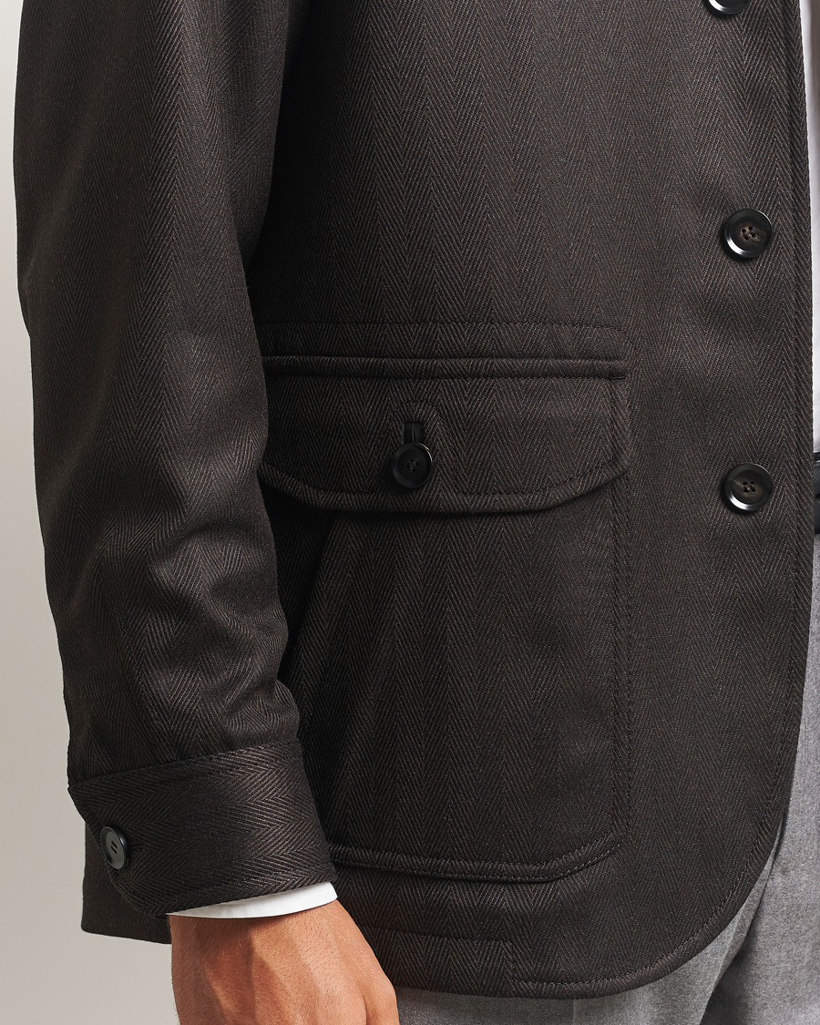 Herre | Jakker | Brioni | Herringbone Hunting Jacket Dark Brown