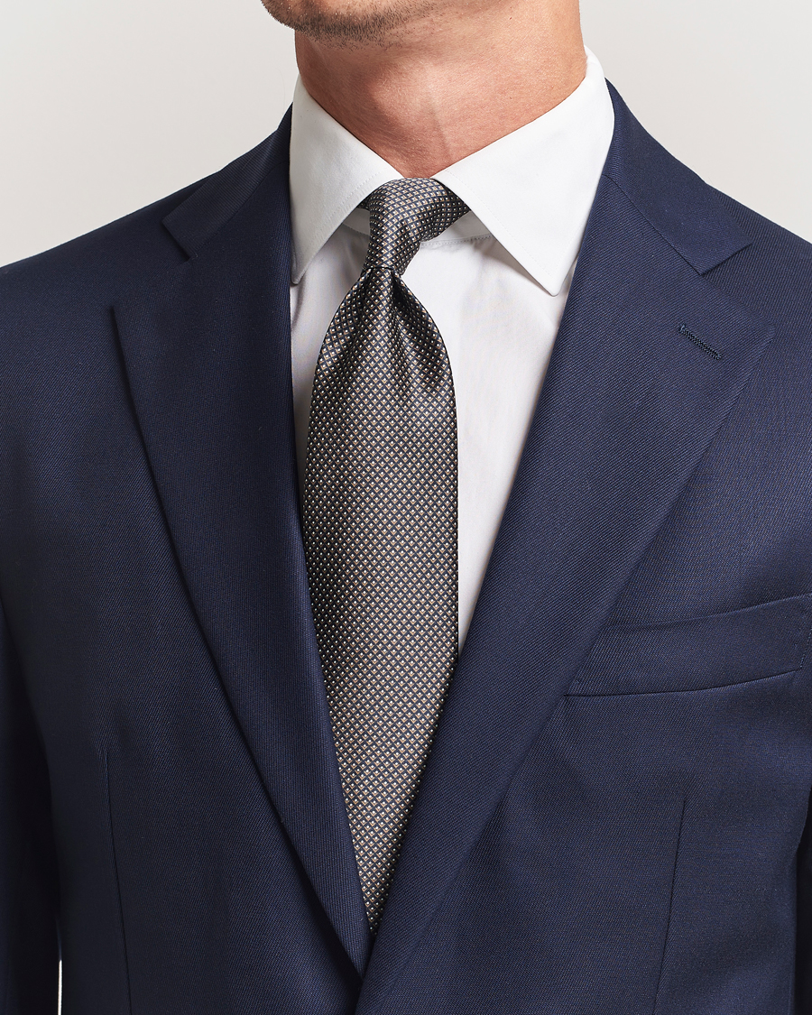 Herre | Slips | Brioni | Printed Silk Tie Antracite
