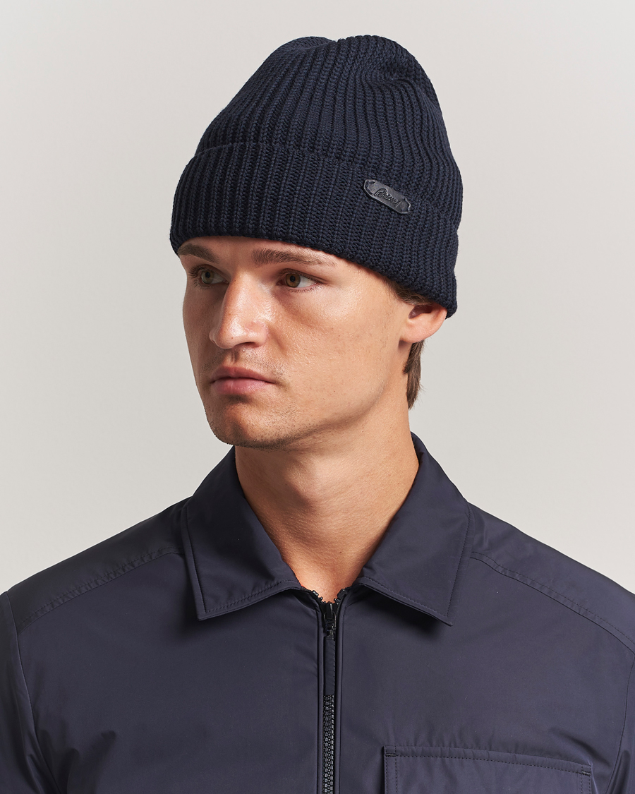 Herre | Huer | Brioni | Rib Wool Beanie Navy