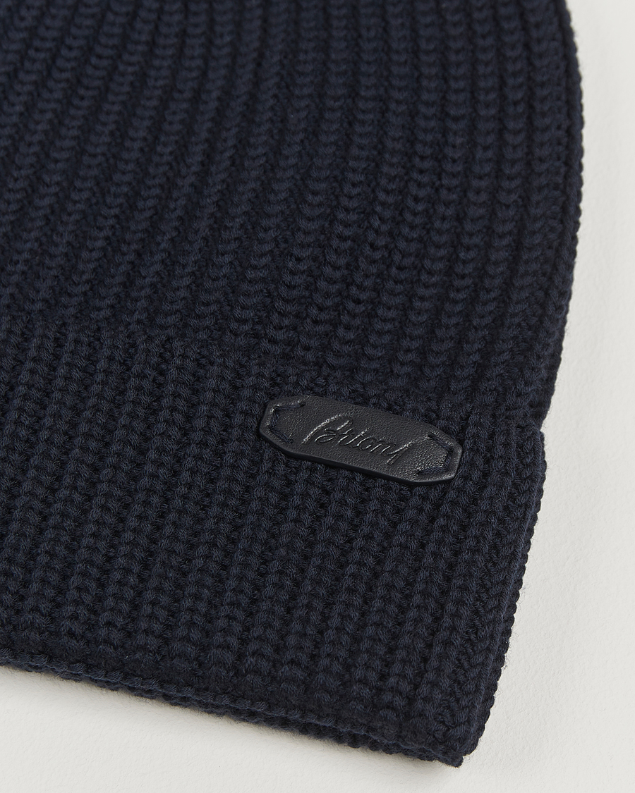 Herre | Huer | Brioni | Rib Wool Beanie Navy