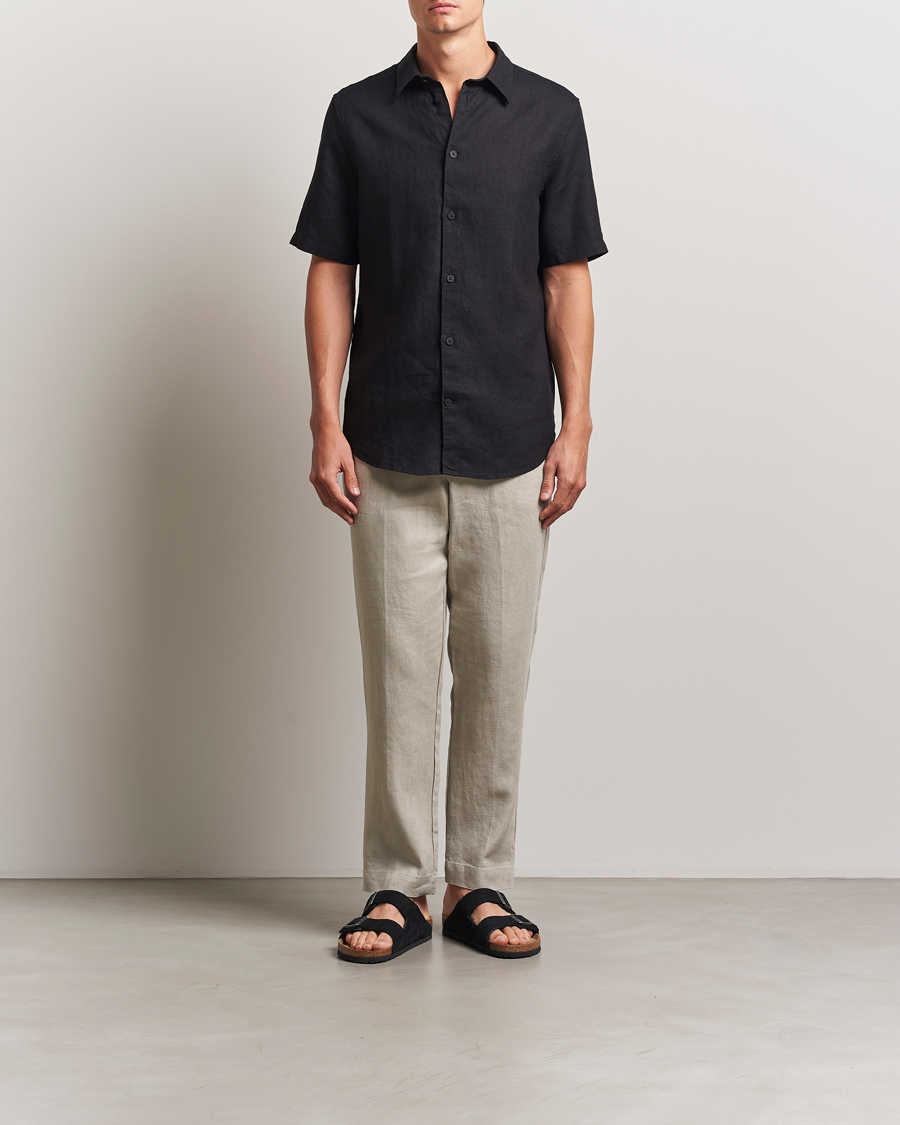 Herre | Skjorter | NN07 | Enzo Linen Short Sleeve Shirt Black