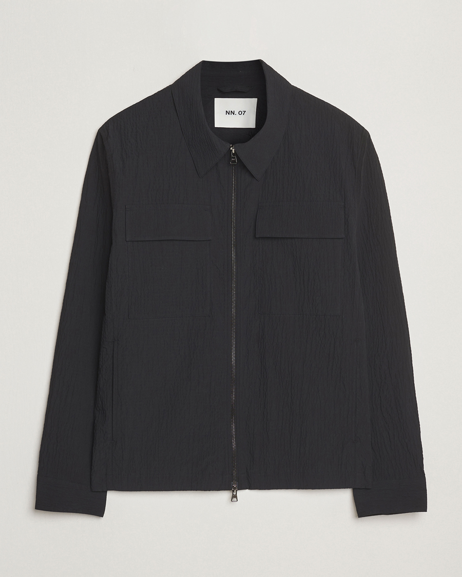 Herre | Jakker | NN07 | Alban Seersucker Shirt Jacket Black
