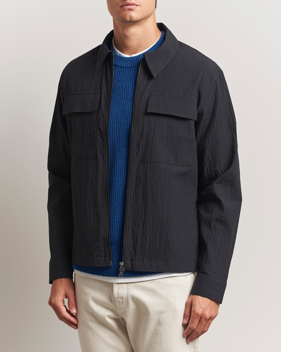 Herre | Jakker | NN07 | Alban Seersucker Shirt Jacket Black