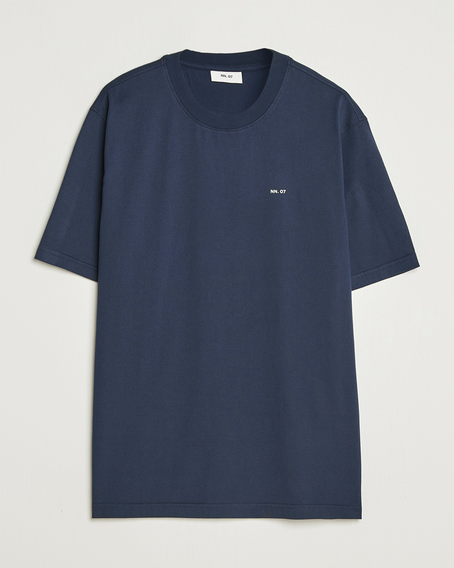 Herre | T-Shirts | NN07 | Abel Logo Crew Neck T-Shirt Navy