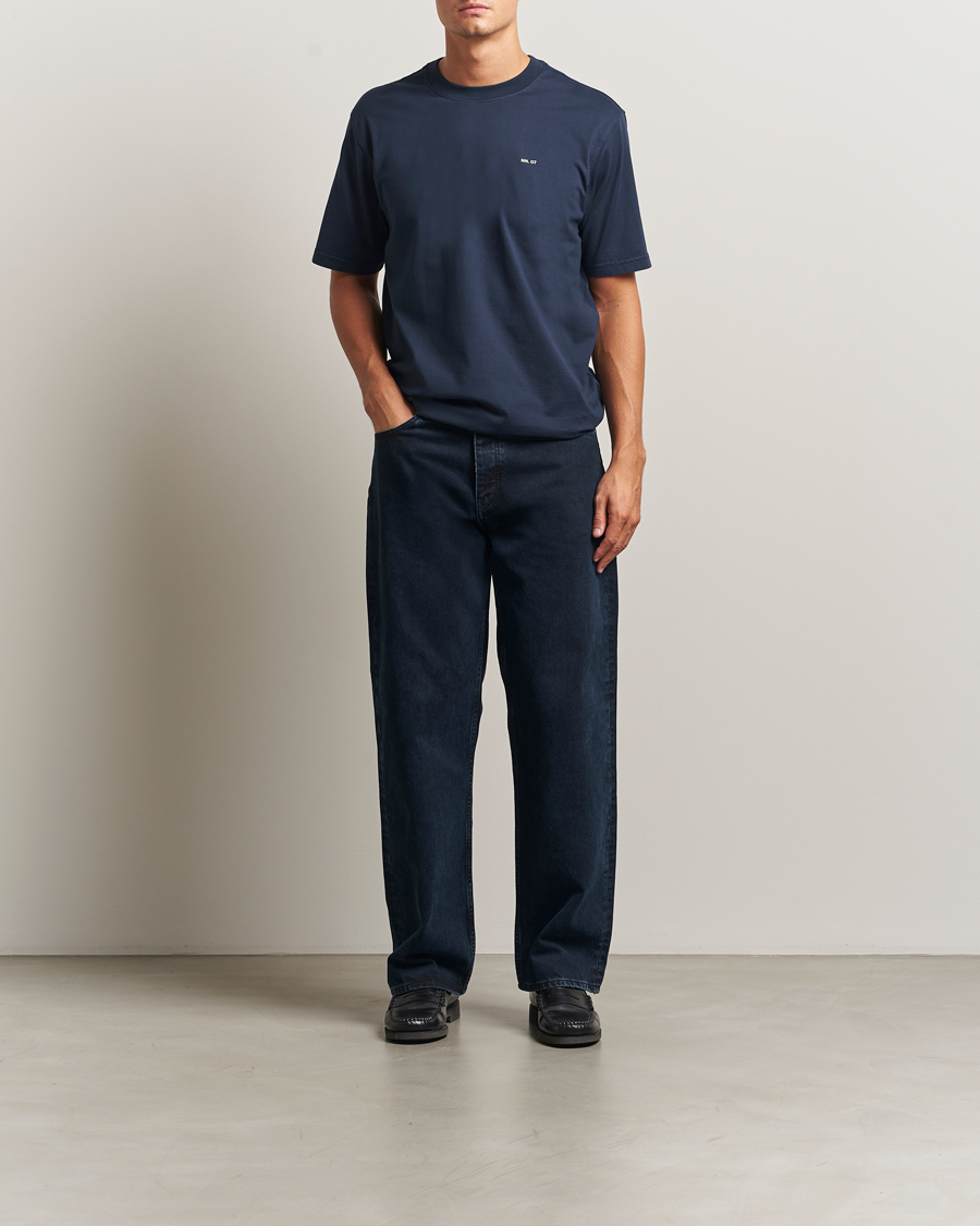 Herre | T-Shirts | NN07 | Abel Logo Crew Neck T-Shirt Navy