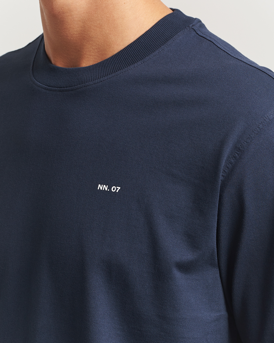 Herre | T-Shirts | NN07 | Abel Logo Crew Neck T-Shirt Navy