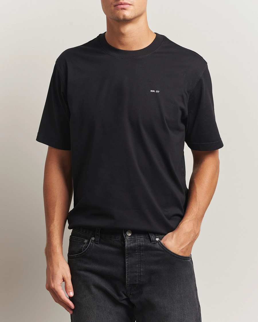 Herre | T-Shirts | NN07 | Abel Logo Crew Neck T-Shirt Black