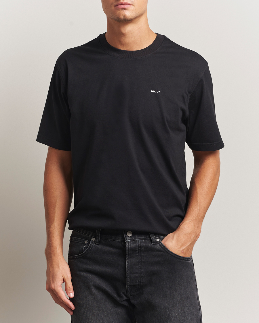 Herre | T-Shirts | NN07 | Abel Logo Crew Neck T-Shirt Black
