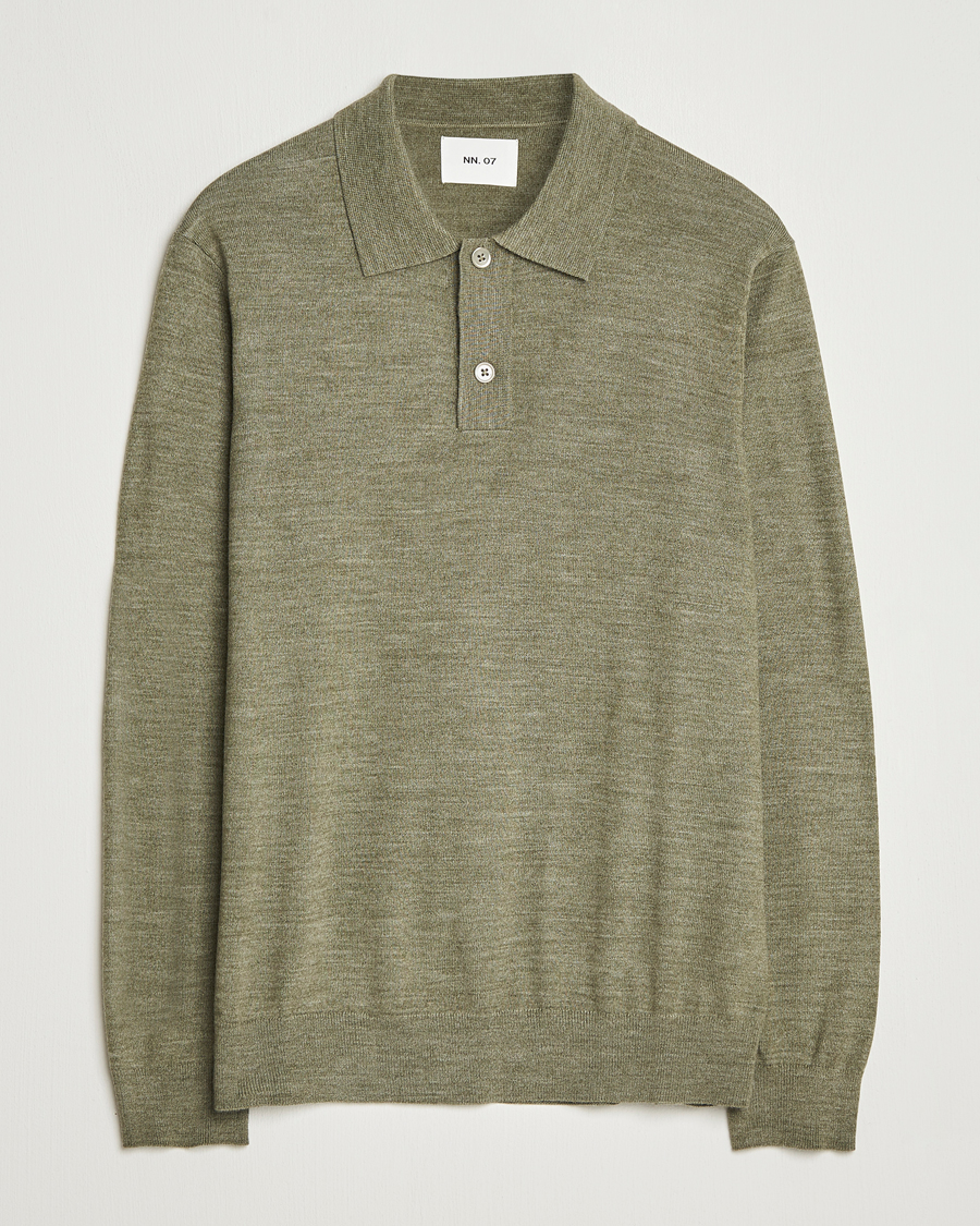 Herre | Trøjer | NN07 | Serge Wool Knitted Polo Capers Green