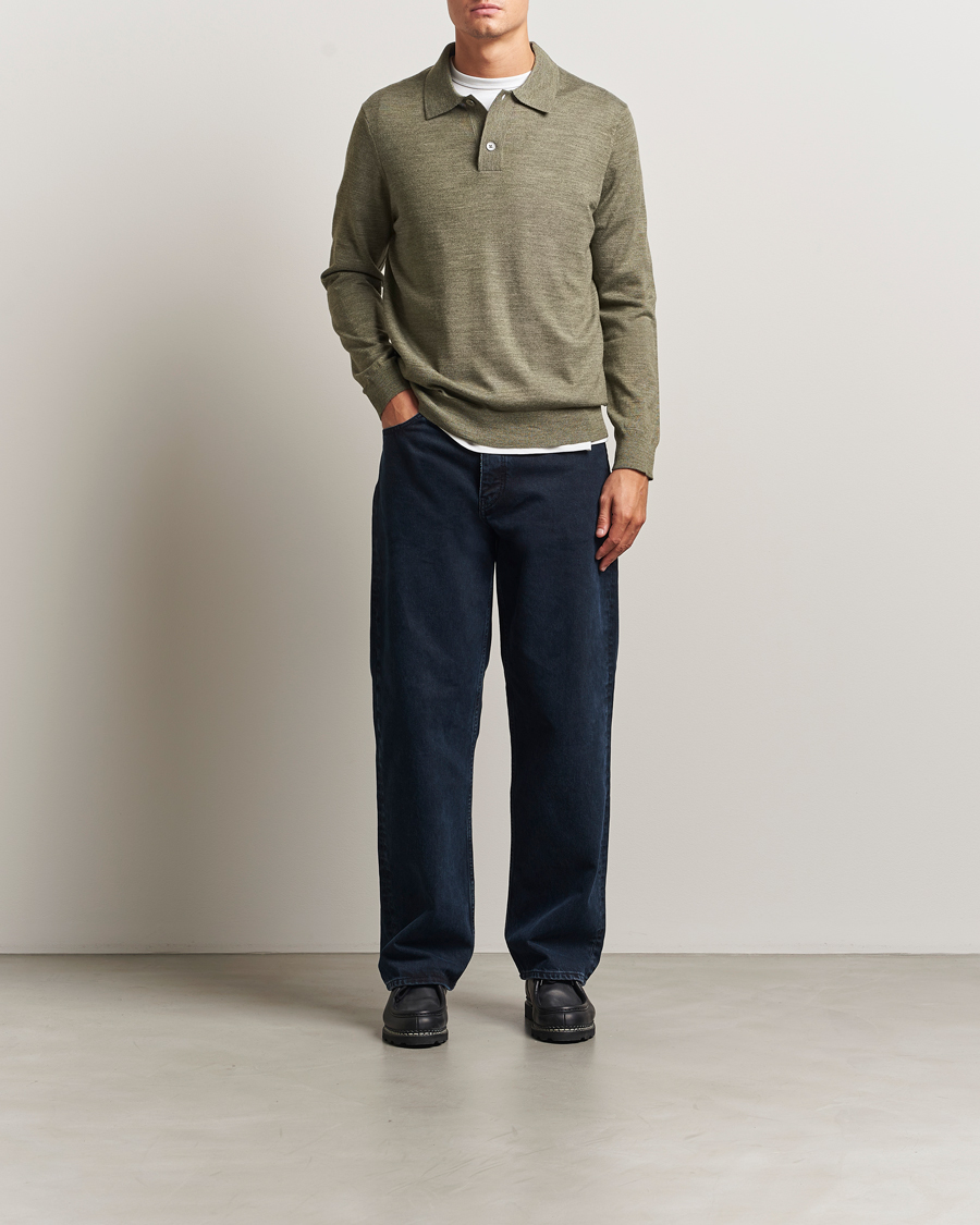 Herre | Trøjer | NN07 | Serge Wool Knitted Polo Capers Green