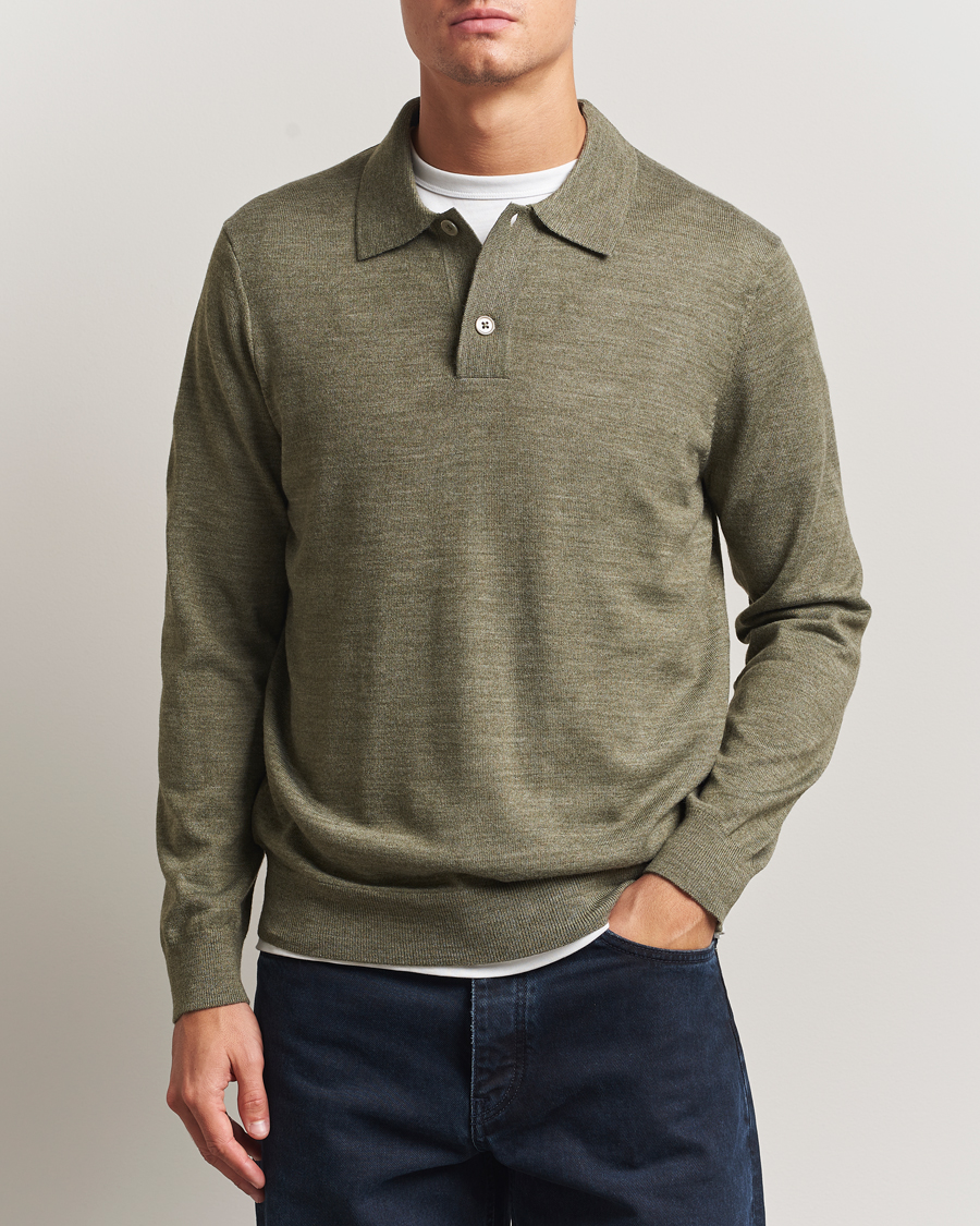 Herre | Trøjer | NN07 | Serge Wool Knitted Polo Capers Green