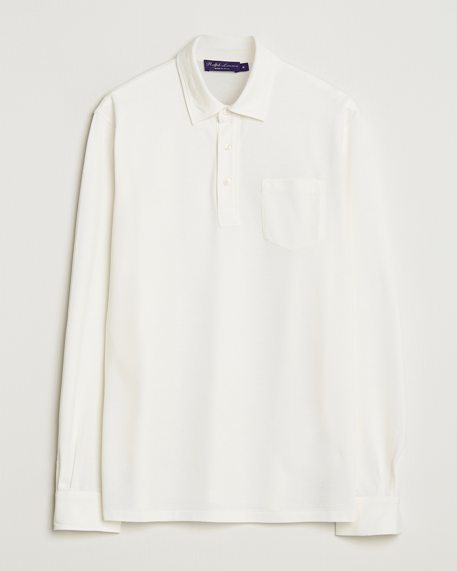 Herre | Polotrøjer | Ralph Lauren Purple Label | Cotton/Cashmere Long Sleeve Polo Cream