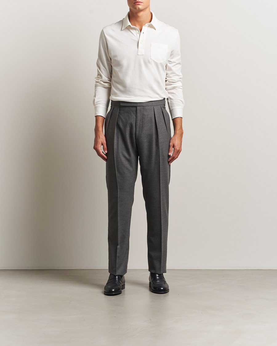 Herre | Polotrøjer | Ralph Lauren Purple Label | Cotton/Cashmere Long Sleeve Polo Cream