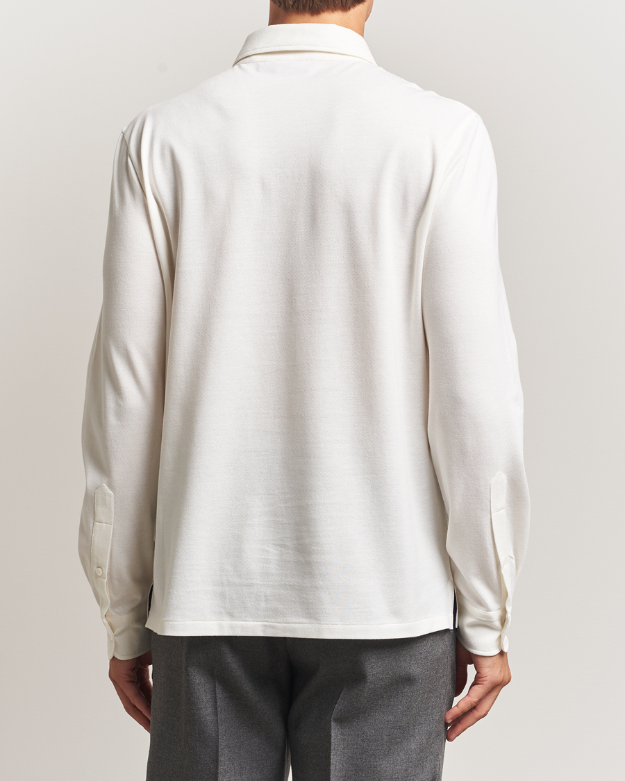 Herre | Polotrøjer | Ralph Lauren Purple Label | Cotton/Cashmere Long Sleeve Polo Cream
