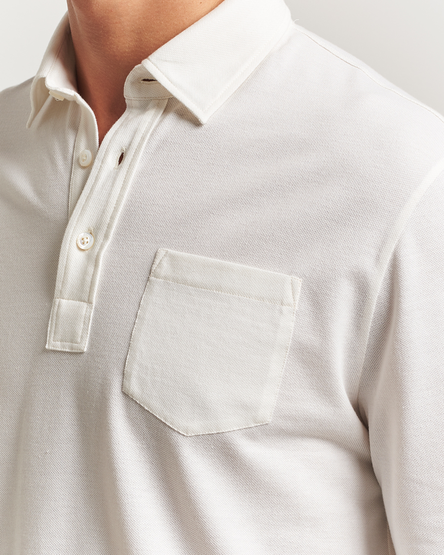 Herre | Polotrøjer | Ralph Lauren Purple Label | Cotton/Cashmere Long Sleeve Polo Cream
