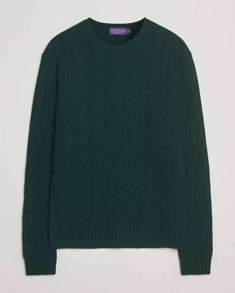 Herre | Trøjer | Ralph Lauren Purple Label | Cashmere Cable Sweater Moss Agate