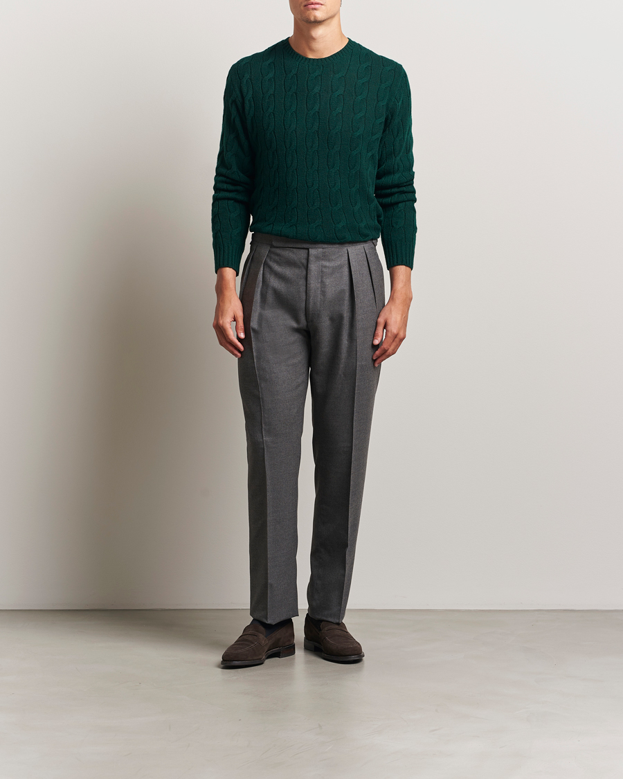 Herre | Trøjer | Ralph Lauren Purple Label | Cashmere Cable Sweater Moss Agate