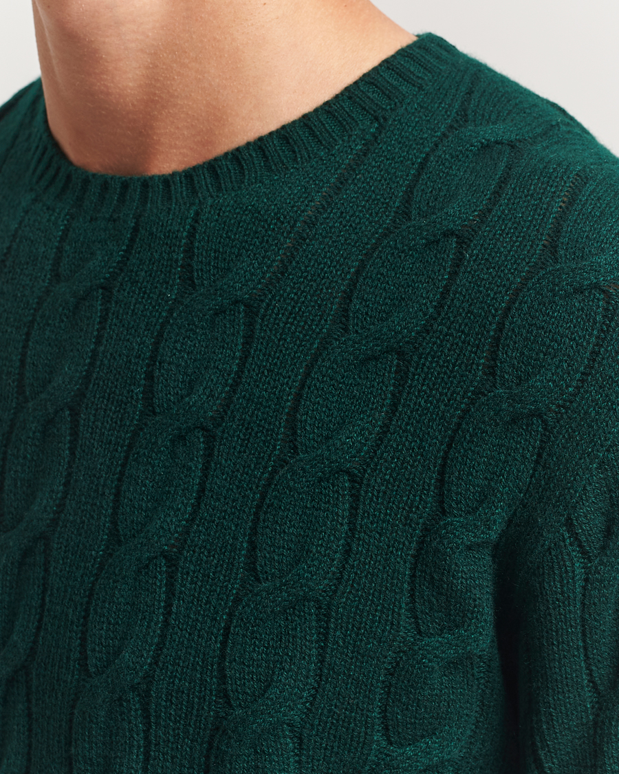 Herre | Trøjer | Ralph Lauren Purple Label | Cashmere Cable Sweater Moss Agate
