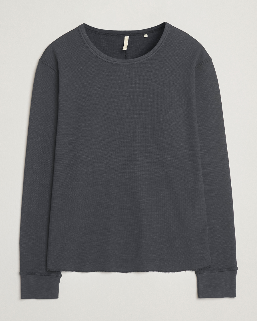 Herre | T-Shirts | Sunflower | Long Sleeve Waffle T-Shirt Washed Black