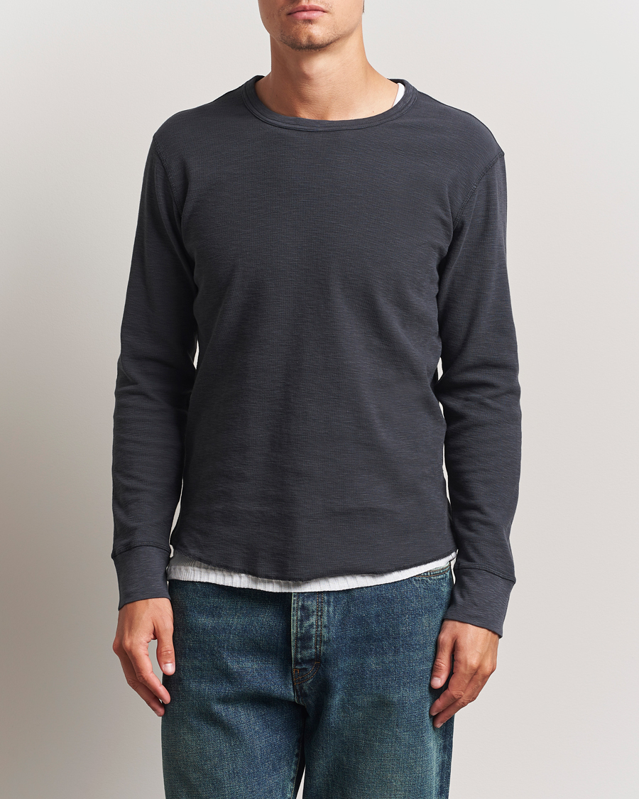 Herre | T-Shirts | Sunflower | Long Sleeve Waffle T-Shirt Washed Black