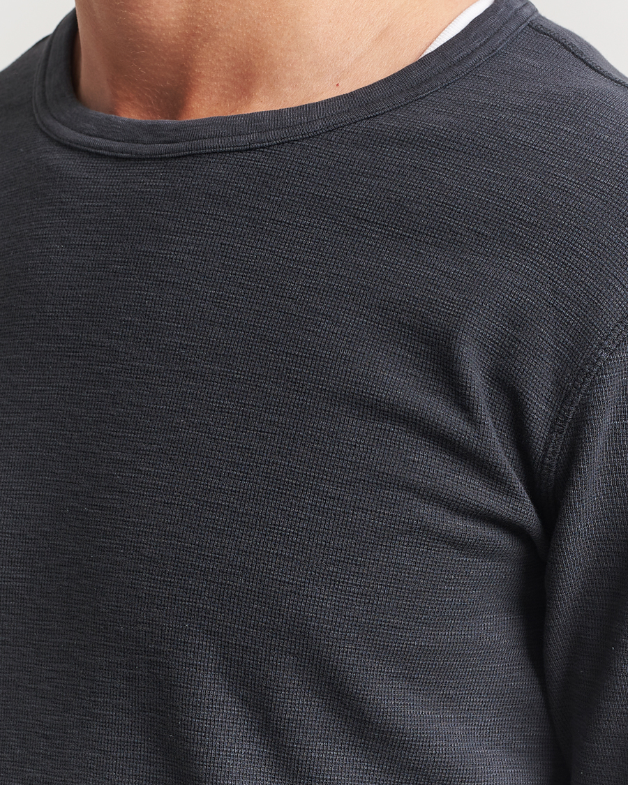 Herre | T-Shirts | Sunflower | Long Sleeve Waffle T-Shirt Washed Black