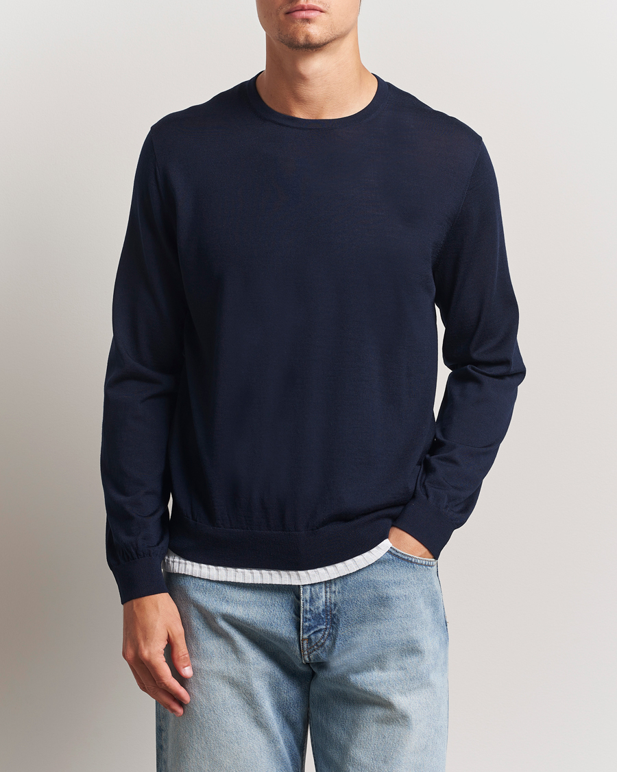 Herre | Trøjer | Sunflower | Merino Crew Neck Navy