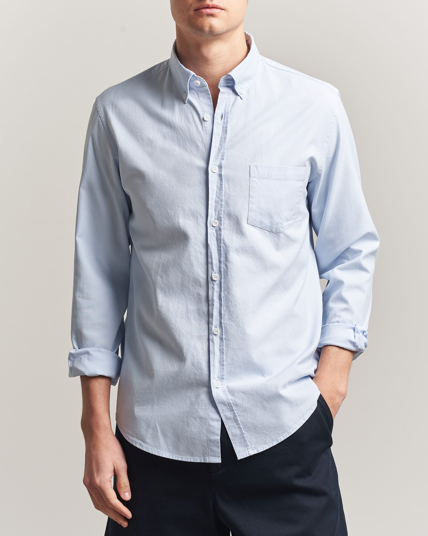 Herre | Skjorter | Sunspel | Oxford Button Down Shirt Light Blue