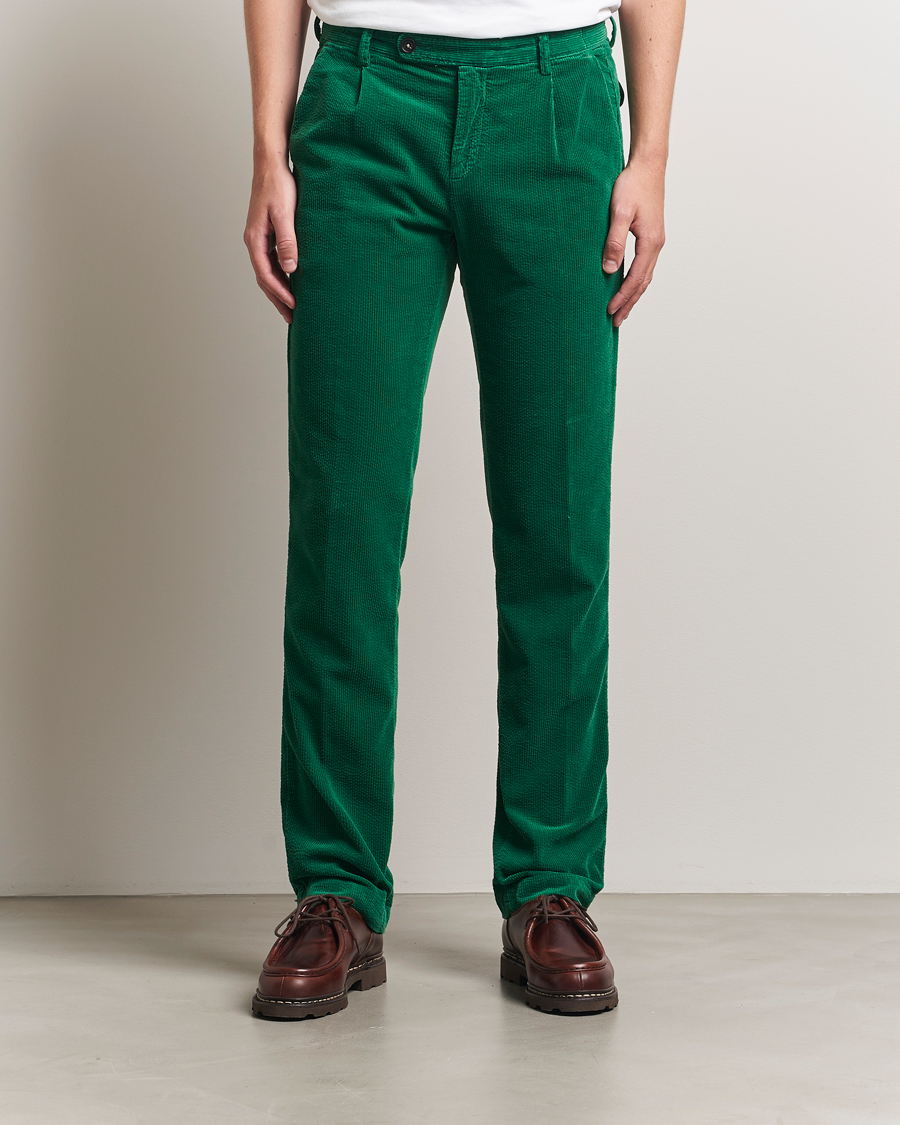 Herre | Bukser | Massimo Alba | Ionio Pleated Corduroy Pants Green