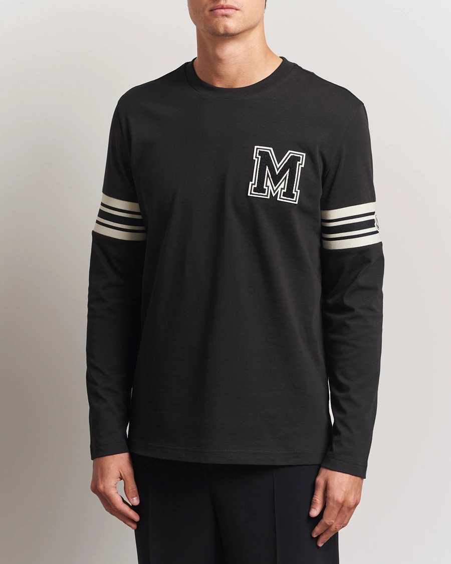 Herre | T-Shirts | Moncler | Archive Logo Long Sleeve T-Shirt Black