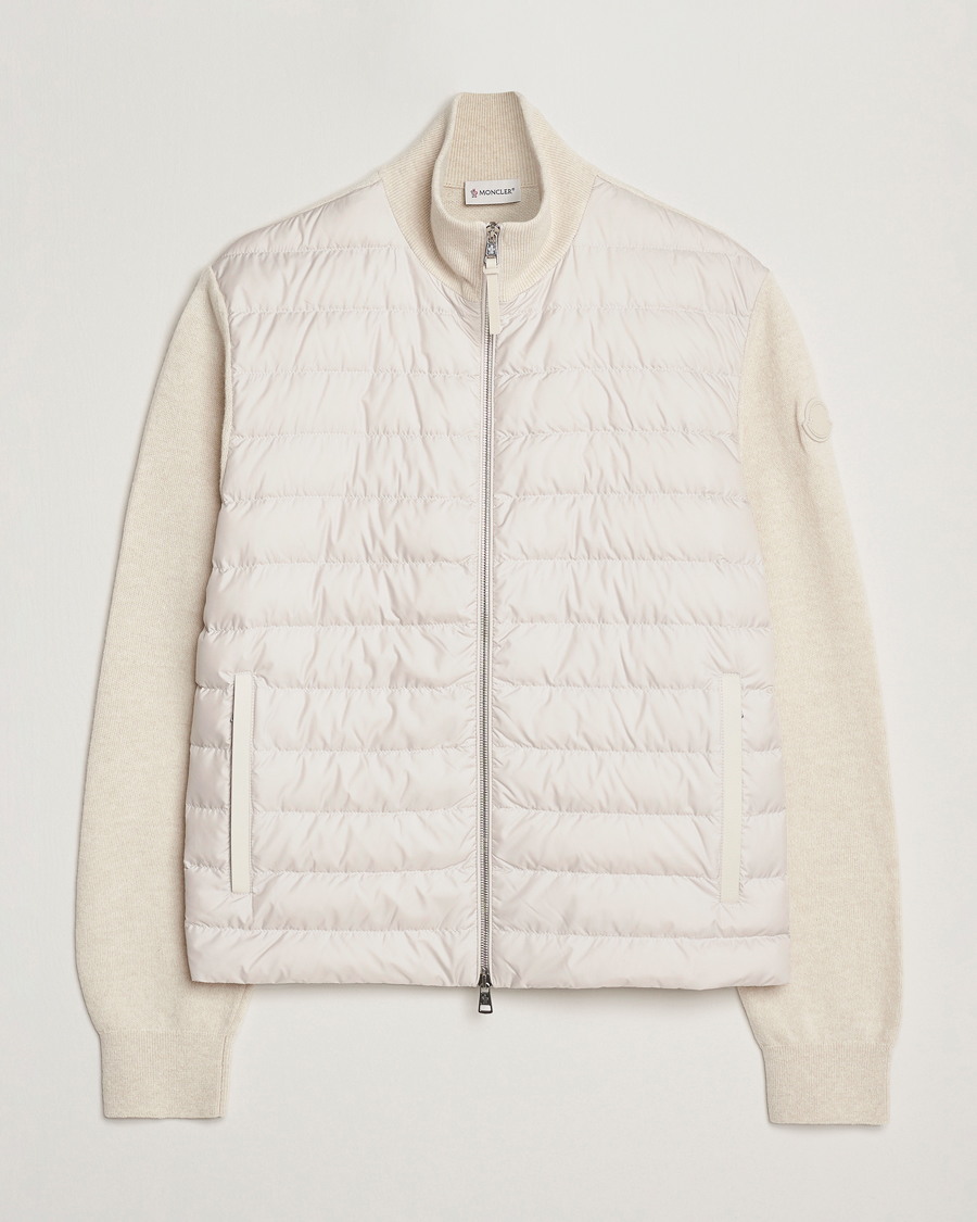 Herre | Trøjer | Moncler | Full Zip Padded Cardigan Off White
