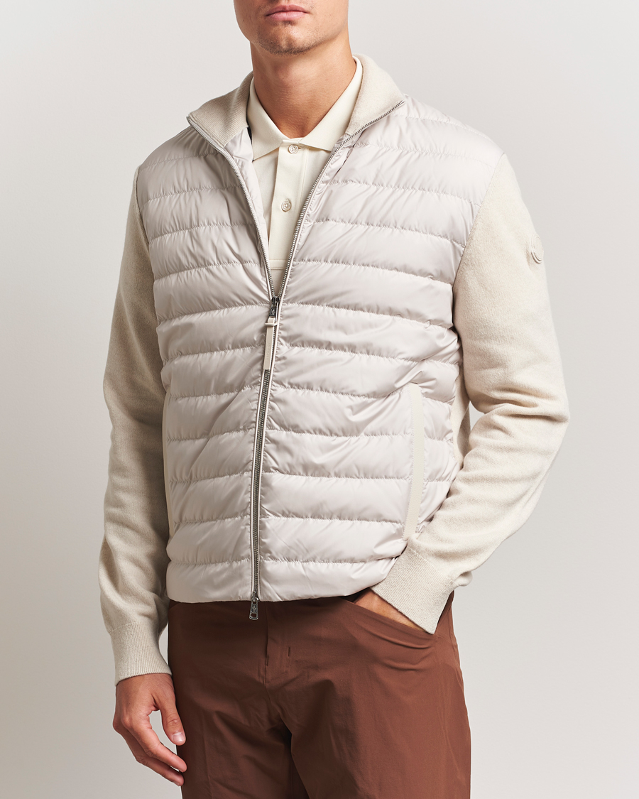 Herre | Trøjer | Moncler | Full Zip Padded Cardigan Off White