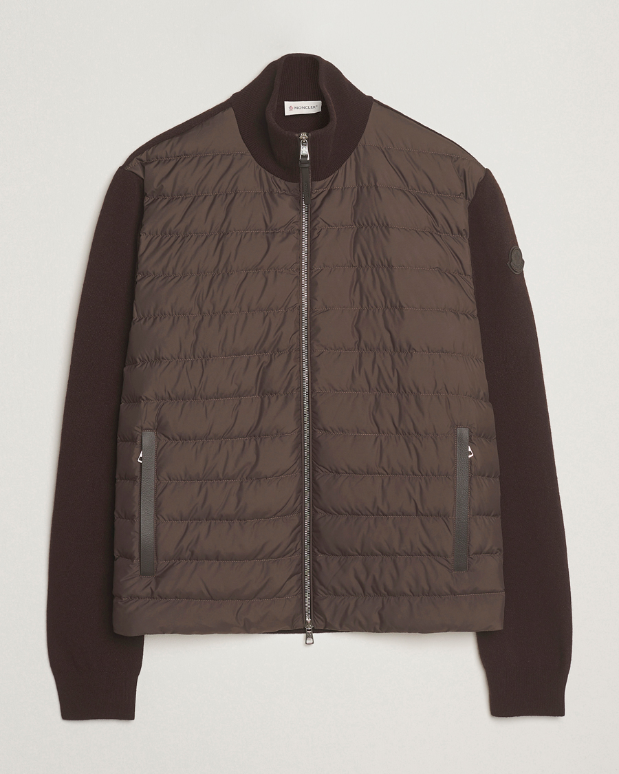 Herre | Trøjer | Moncler | Full Zip Padded Cardigan Brown