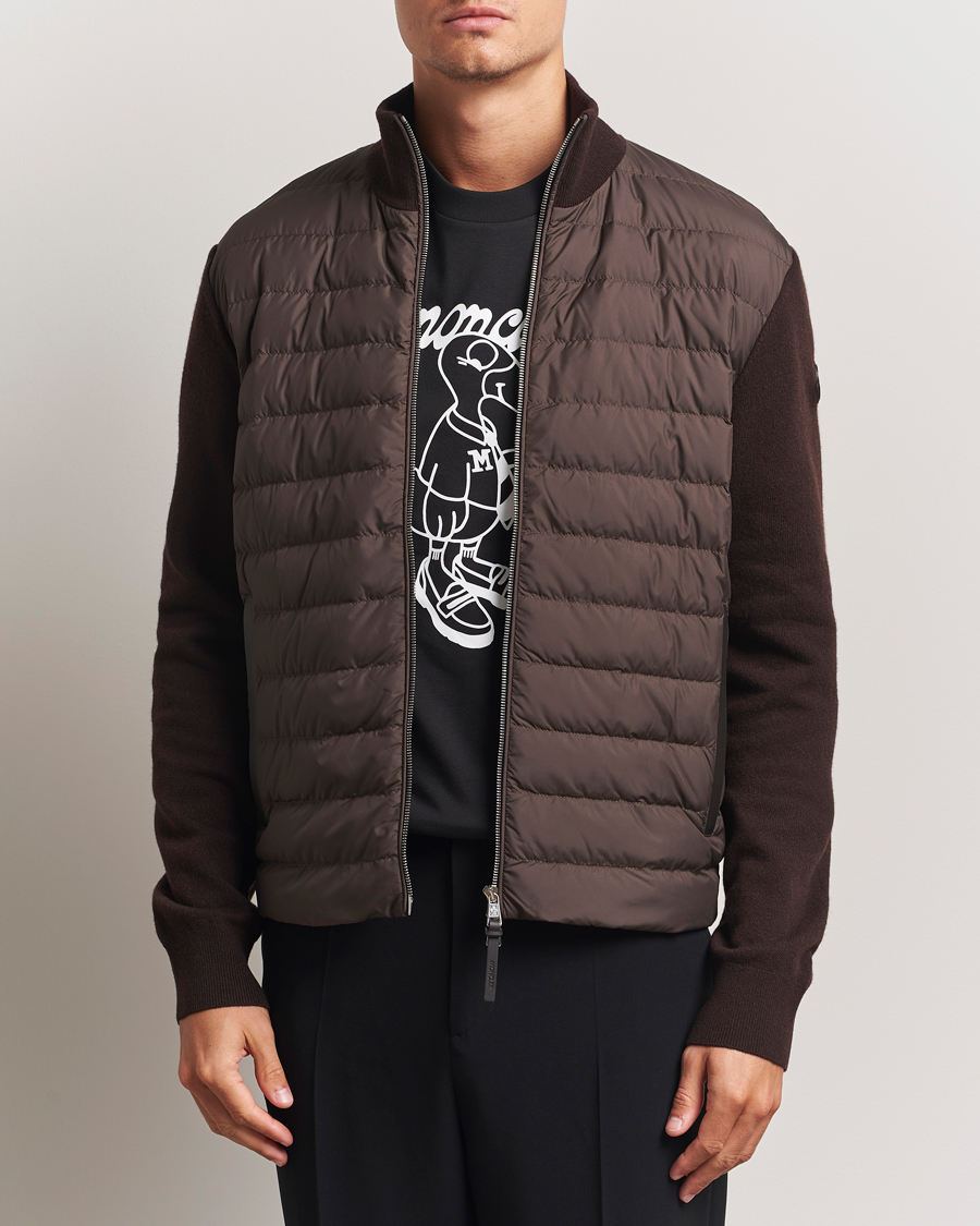 Herre | Trøjer | Moncler | Full Zip Padded Cardigan Brown