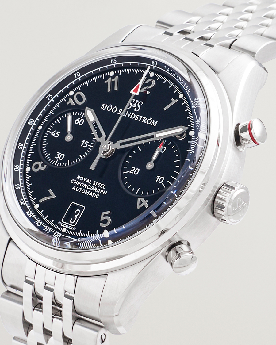 Herre | Sjöö Sandström Royal Steel Chronograph 40mm Black Dial | Sjöö Sandström | Royal Steel Chronograph 40mm Black Dial