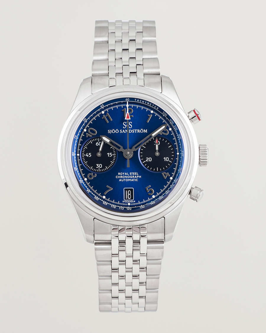 Herre | Sjöö Sandström Royal Steel Chronograph 40mm Blue Dial | Sjöö Sandström | Royal Steel Chronograph 40mm Blue Dial