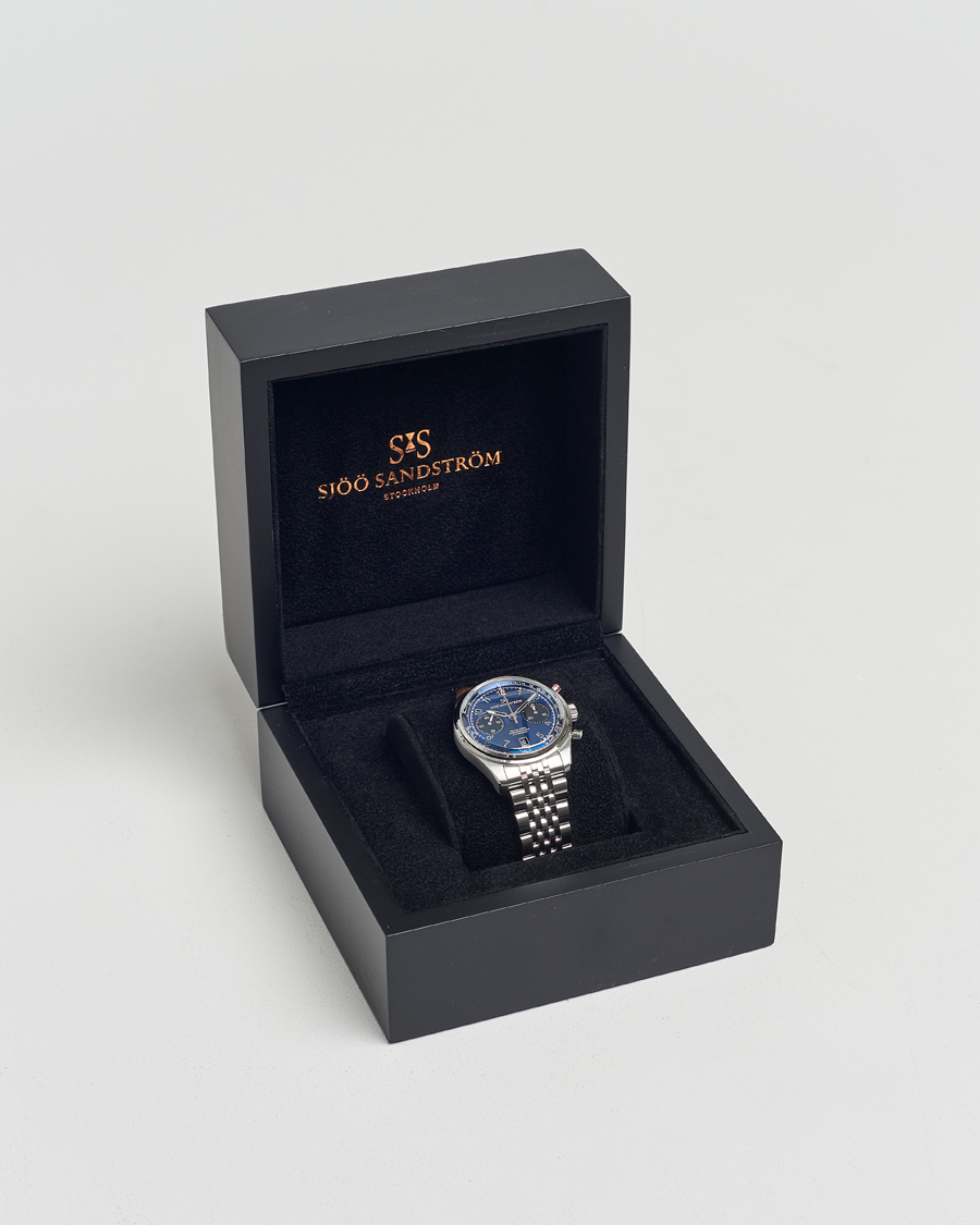 Herre | Sjöö Sandström Royal Steel Chronograph 40mm Blue Dial | Sjöö Sandström | Royal Steel Chronograph 40mm Blue Dial