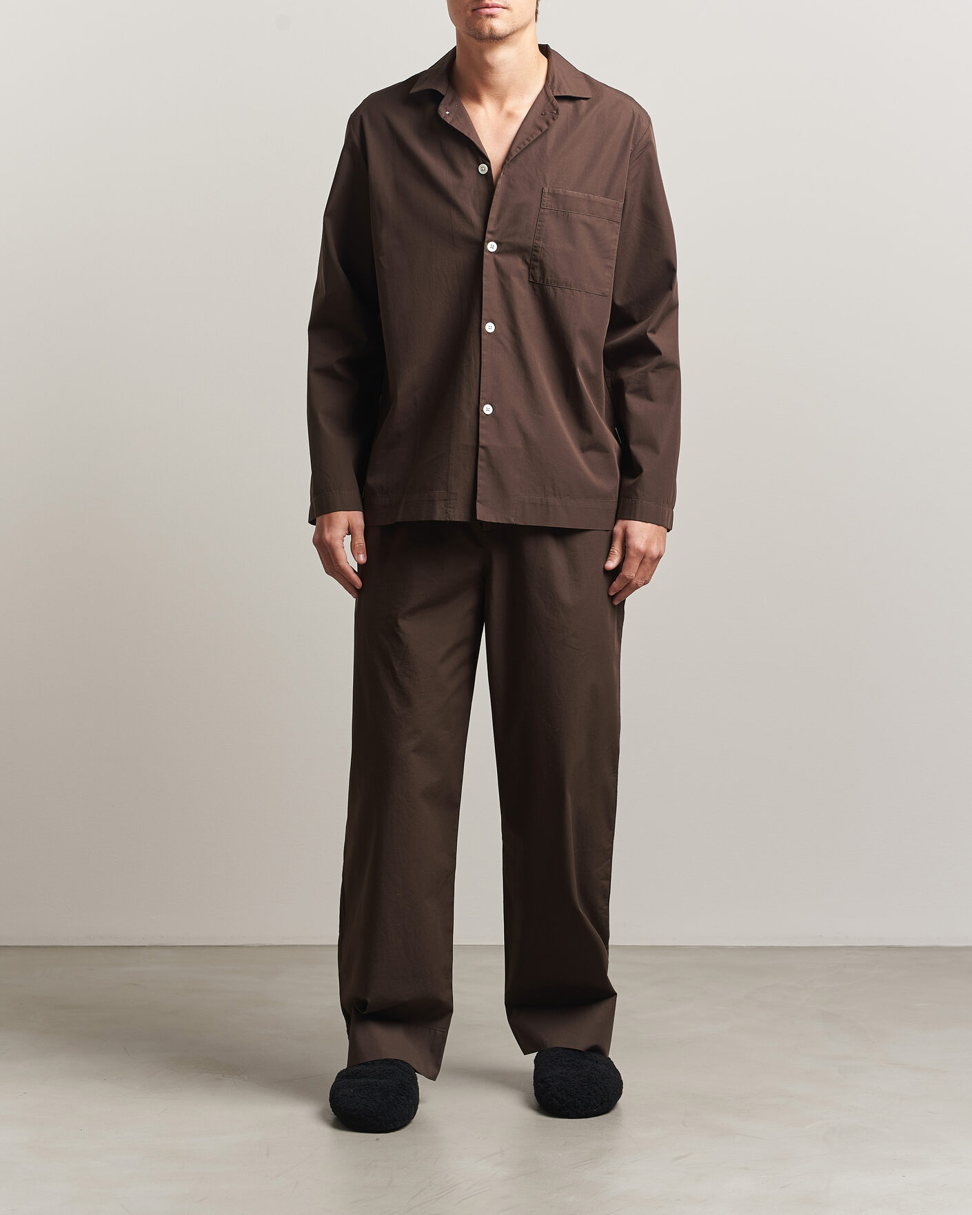 Herre | Pyjamas & Morgenkåber | Tekla | Poplin Pyjama Shirt Coffee