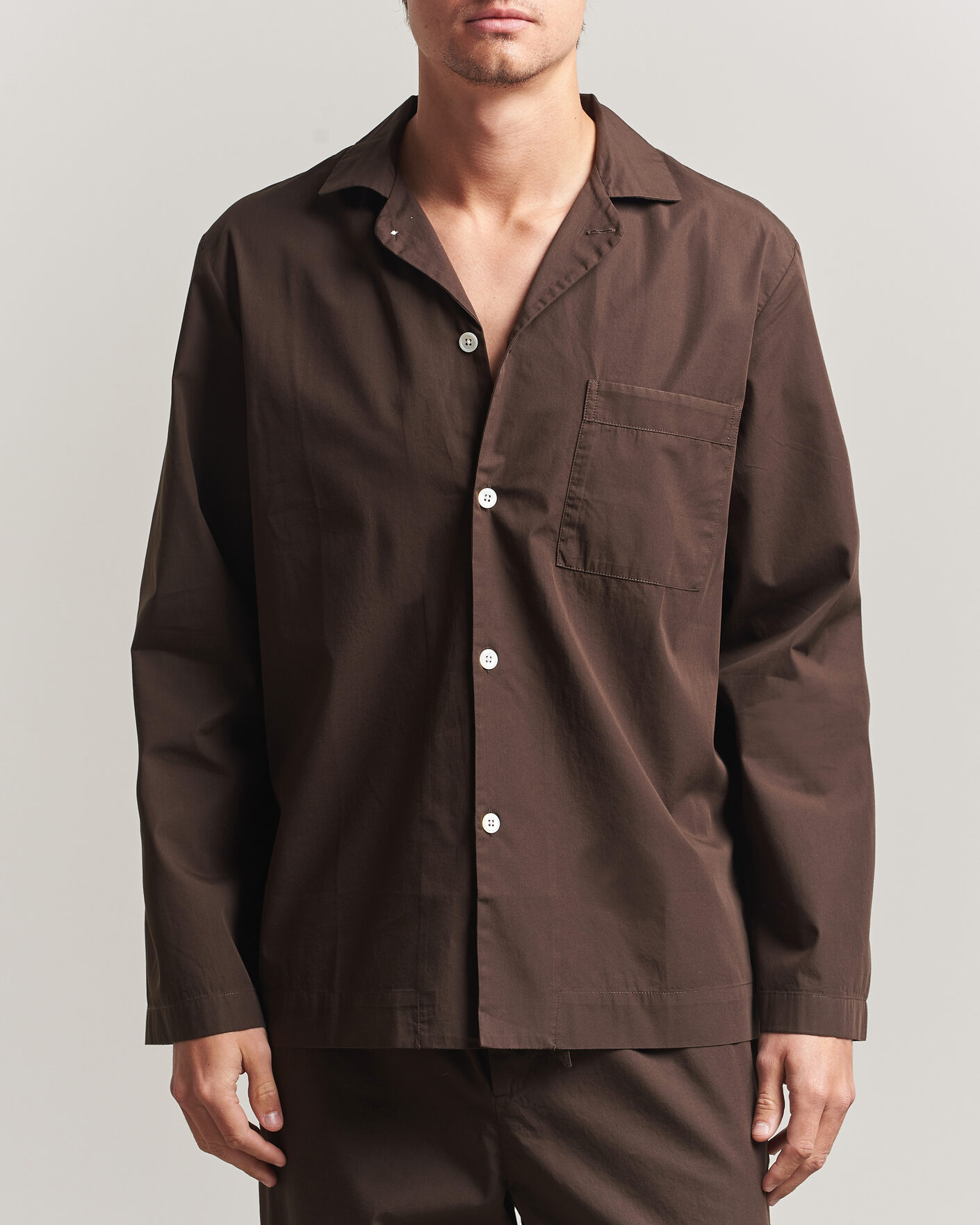 Herre | Pyjamas & Morgenkåber | Tekla | Poplin Pyjama Shirt Coffee