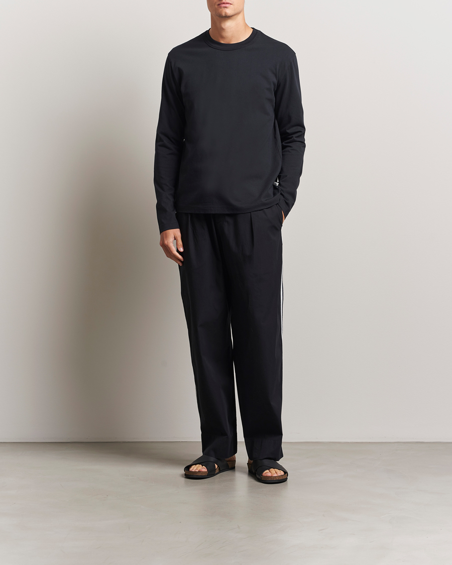 Herre | T-Shirts | Tekla | Organic Cotton Long Sleeve T-Shirt Black