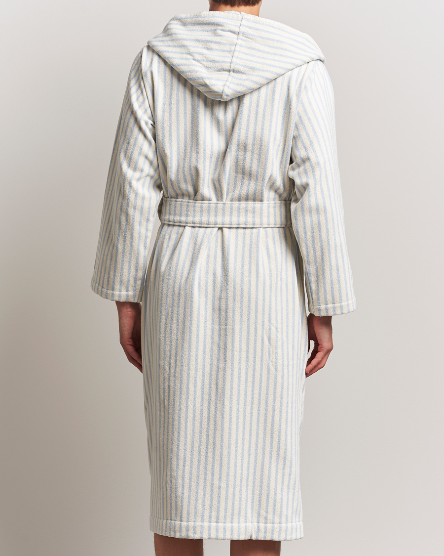 Herre | Pyjamas & Morgenkåber | Tekla | Organic Terry Hooded Bathrobe Soft Blue Stripes