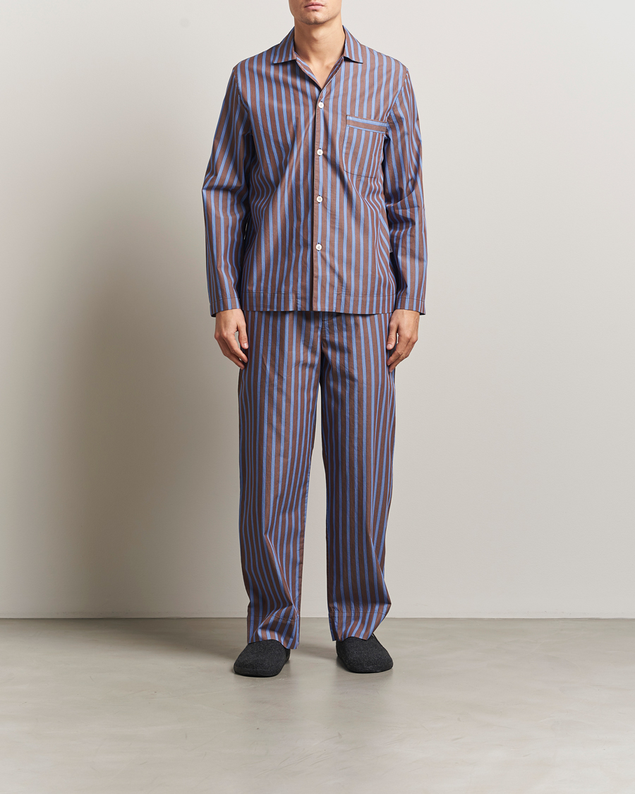 Herre | Pyjamas & Morgenkåber | Tekla | Poplin Pyjama Shirt Chestnut Stripes