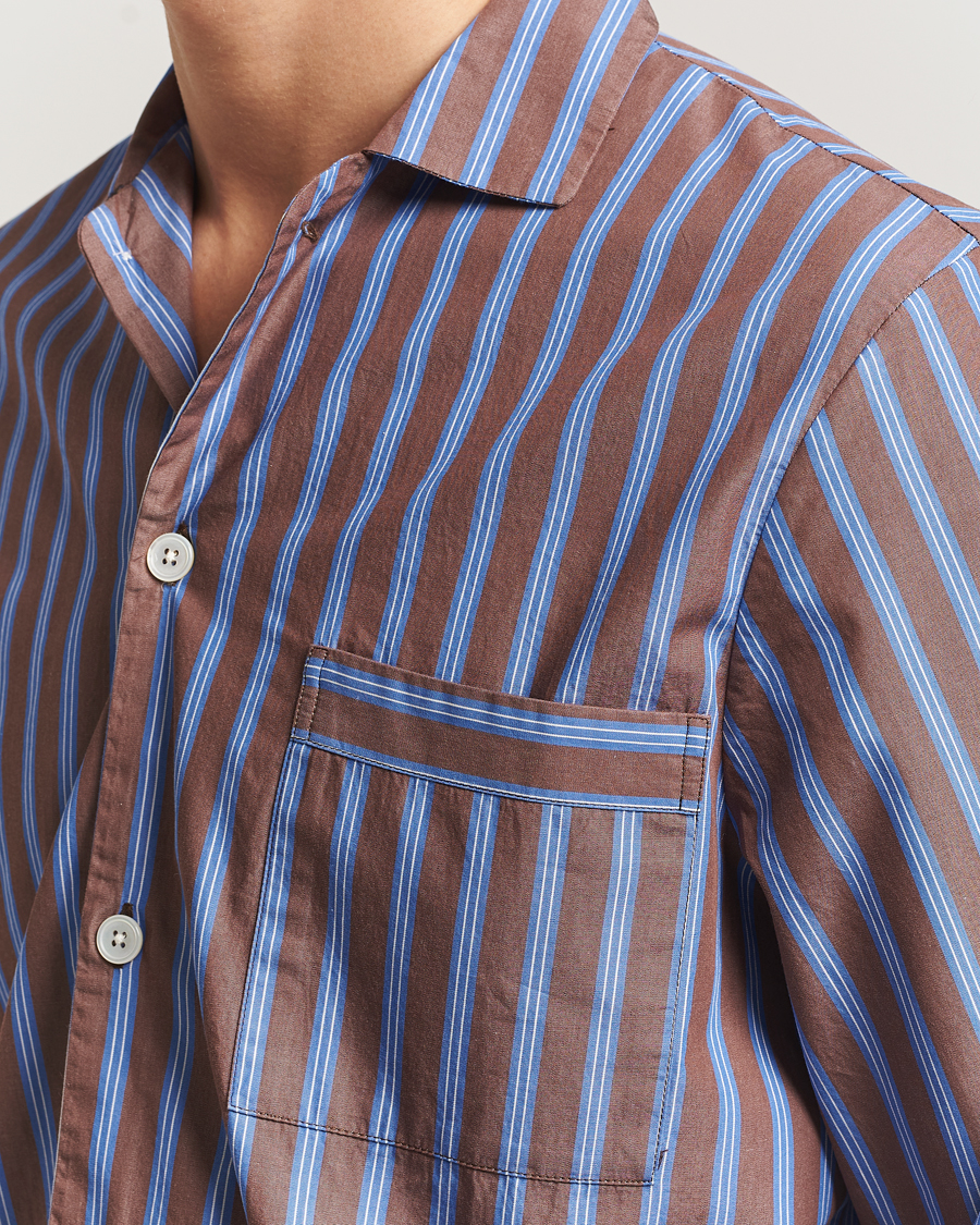 Herre | Pyjamas & Morgenkåber | Tekla | Poplin Pyjama Shirt Chestnut Stripes