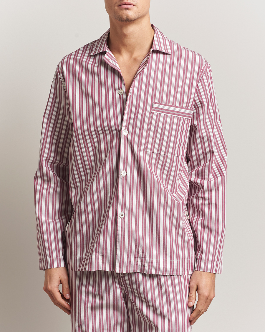 Herre | Pyjamas & Morgenkåber | Tekla | Poplin Pyjama Shirt Rhubarb Stripes