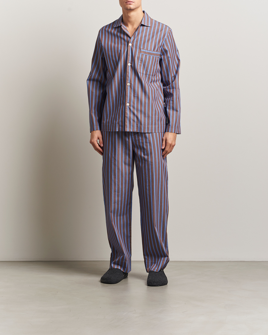 Herre | Pyjamas & Morgenkåber | Tekla | Poplin Pyjama Pants Chestnut Stripes