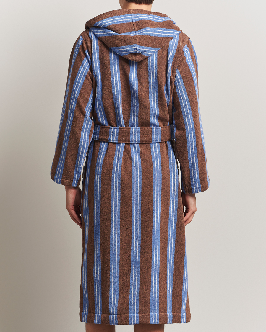 Herre | Pyjamas & Morgenkåber | Tekla | Organic Terry Hooded Bathrobe Chestnut Stripes