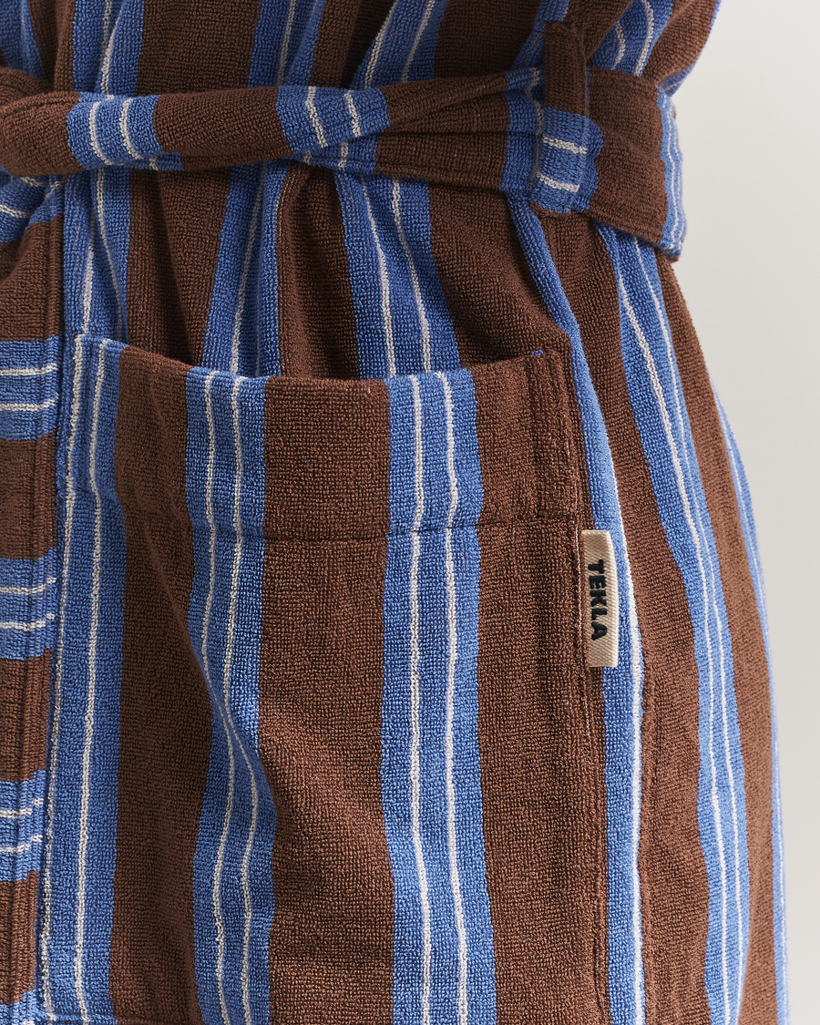 Herre | Pyjamas & Morgenkåber | Tekla | Organic Terry Hooded Bathrobe Chestnut Stripes